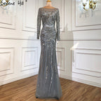 On Sale no return no refund Sale 2025 High-end Luxury Beading Mermaid Evening Dresses Newest Long Sleeves Fashion Sexy Evening Gowns Real Photo LA6405