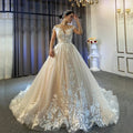 Nouvelles robes de mariée magnifiques pour femmes, élégantes robes de mariée trapèze à épaules dénudées, ornées d'appliqués de dentelle, sans manches, robe de soirée formelle.