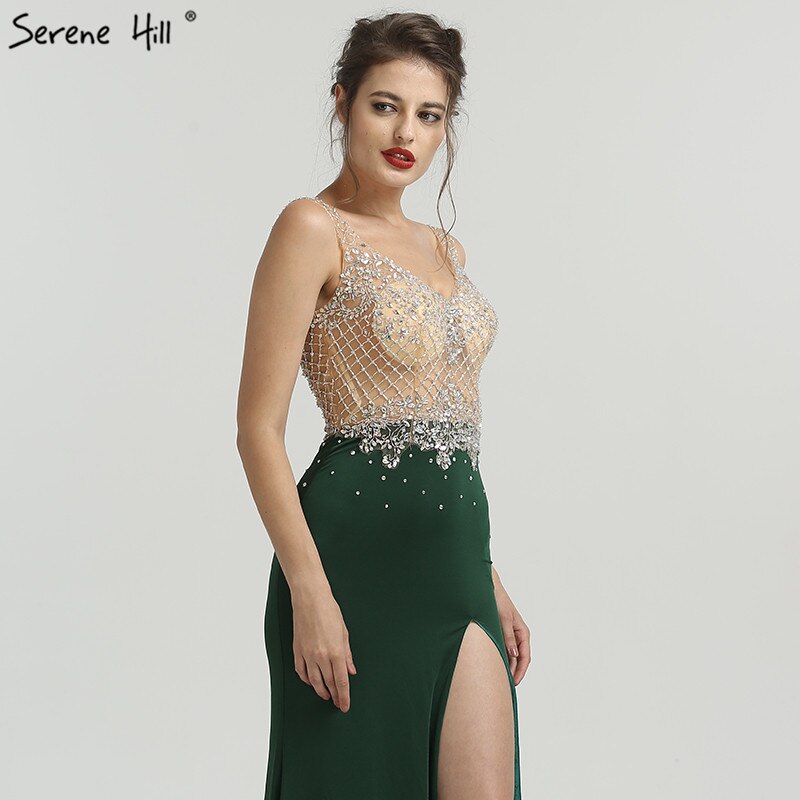On Sale no return no refund Sale 2025 Newest Green Sleeveless Mermaid Evening Dresses Fashion Diamond Beading Sexy Evening Gowns LA6592