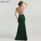 On Sale no return no refund Sale 2025 Newest Green Sleeveless Mermaid Evening Dresses Fashion Diamond Beading Sexy Evening Gowns LA6592