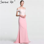 On Sale no return no refund Sale 2025 Off Shoulder Fashion Mermaid Evening Gowns Sleeveless Sexy Elegant Chiffon Evening Dress LA6115