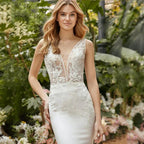 Vestidos de novia de sirena con apliques de encaje sexy, estilo princesa, en satén. Vestidos de novia con cola de barrido, hechos a medida.
