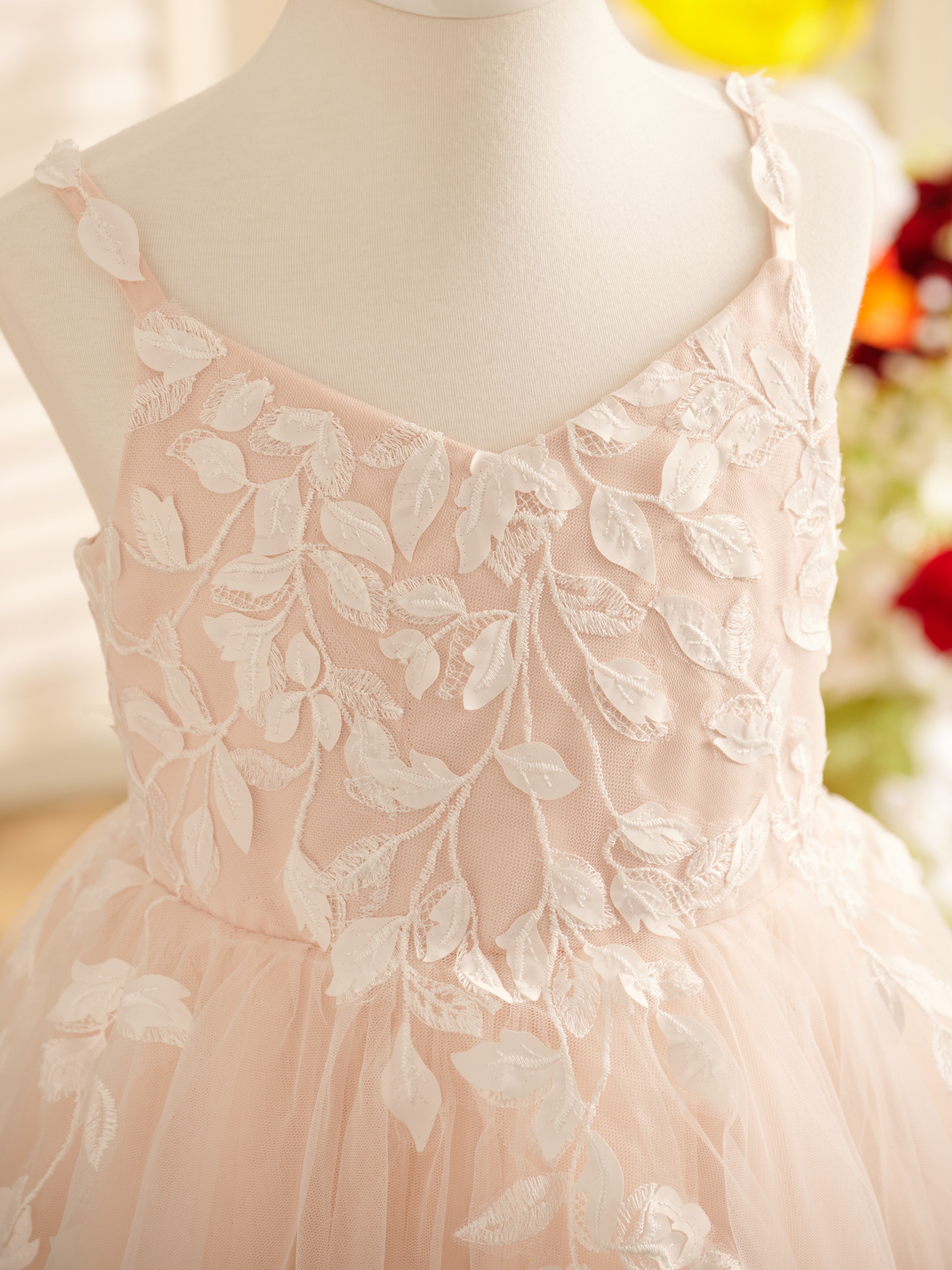 Vestido de niña de las flores de tul hasta la rodilla 