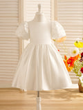 Vestido de princesa/vestido de princesa de satén hasta la rodilla para niña de las flores 