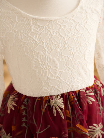 Vestido largo de tul estilo boho campestre para niña de las flores 