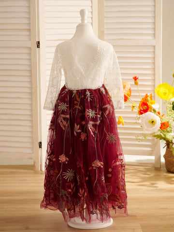Vestido largo de tul estilo boho campestre para niña de las flores 