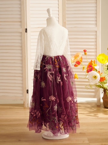 Vestido largo de tul estilo boho campestre para niña de las flores 