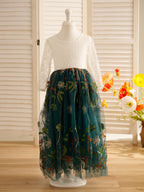 Robe de demoiselle d'honneur bohème de jardin en tulle, coupe trapèze, longue 