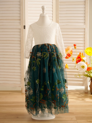 Vestido largo de tul estilo boho campestre para niña de las flores 