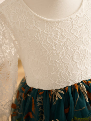 Vestido largo de tul estilo boho campestre para niña de las flores 