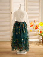 Robe de demoiselle d'honneur bohème de jardin en tulle, coupe trapèze, longue 