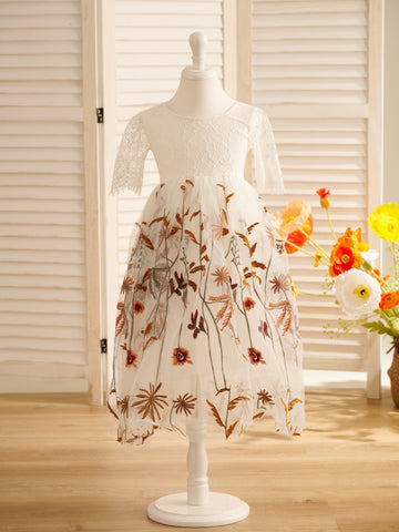 Vestido largo de tul estilo boho para niña de las flores 