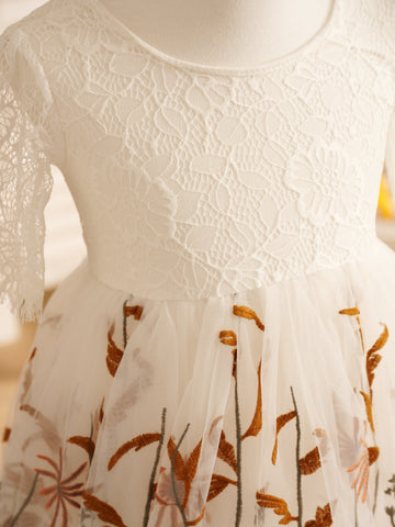 Vestido largo de tul estilo boho para niña de las flores 