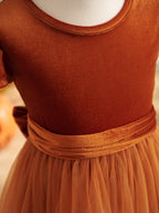 Robe de demoiselle d'honneur d'hiver en velours, longue jusqu'au sol 