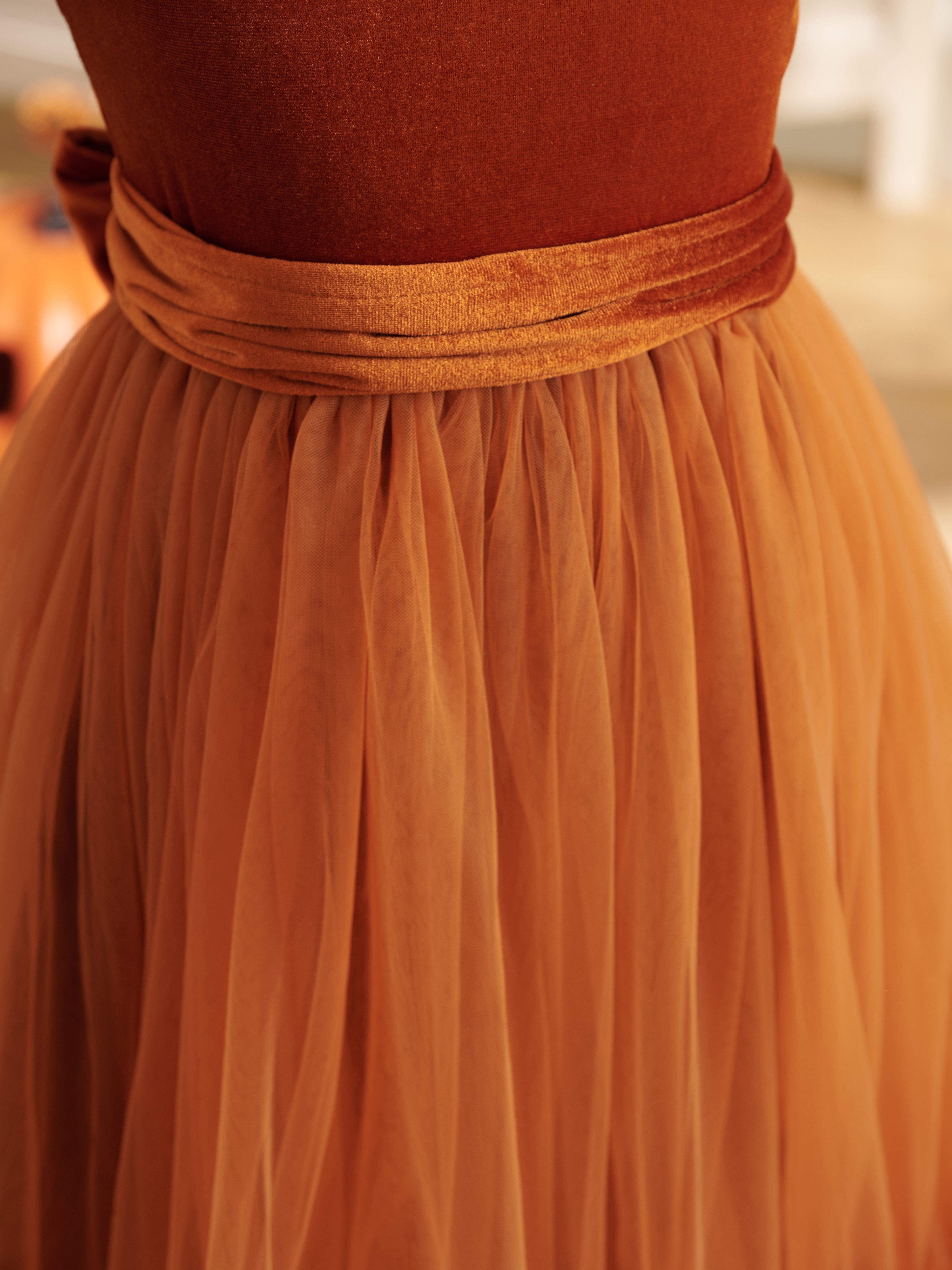 Robe de demoiselle d'honneur d'hiver en velours, longue jusqu'au sol 