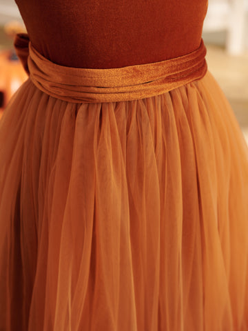 Robe de demoiselle d'honneur d'hiver en velours, longue jusqu'au sol 