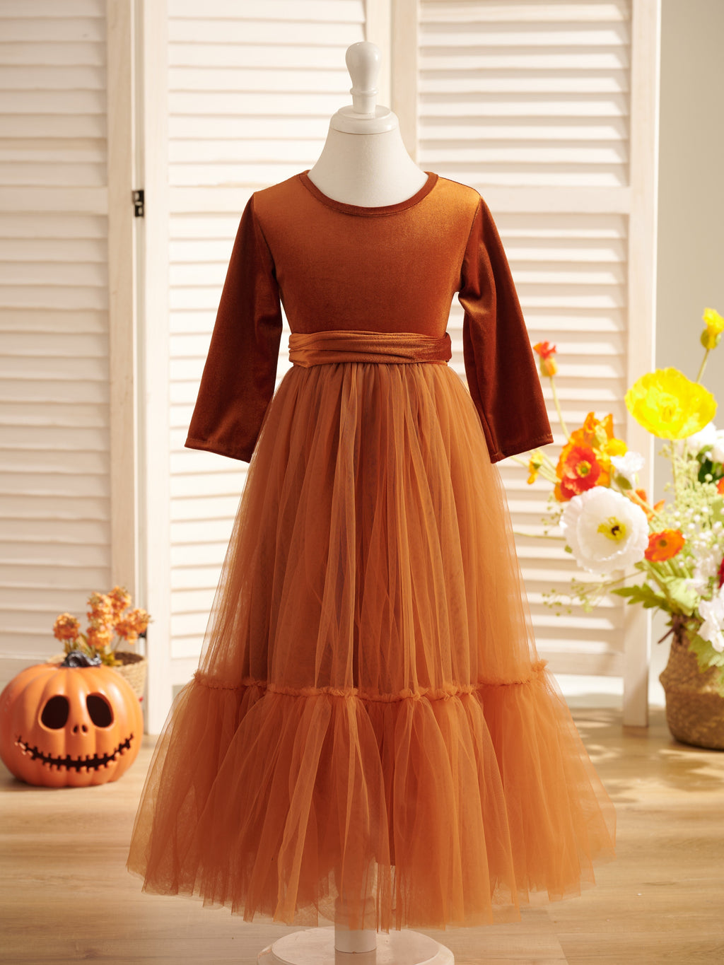 Robe de demoiselle d'honneur d'hiver en velours, longueur cheville 