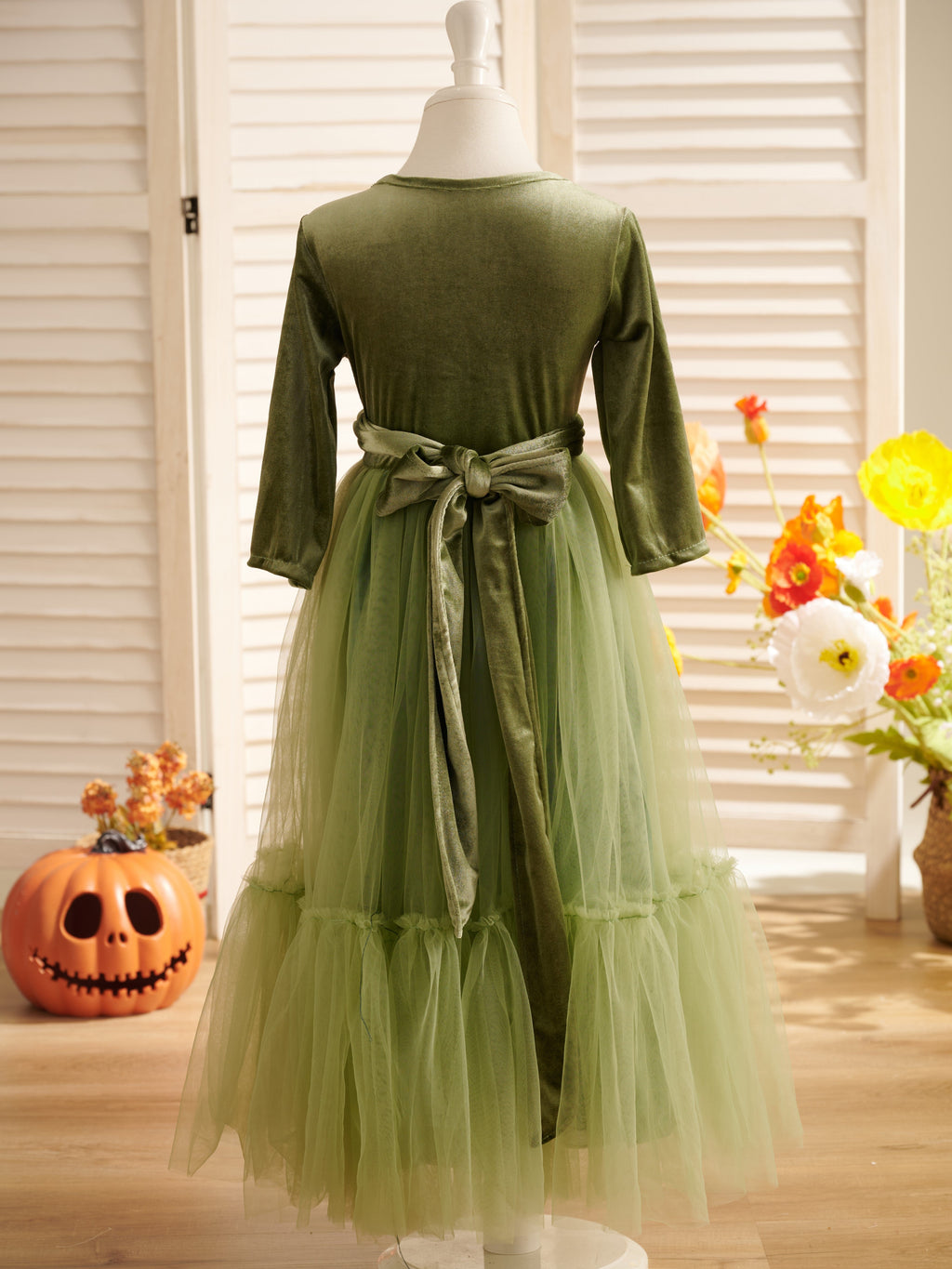 Robe de demoiselle d'honneur d'hiver en velours, longueur cheville 