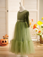 Robe de demoiselle d'honneur d'hiver en velours, longueur cheville 