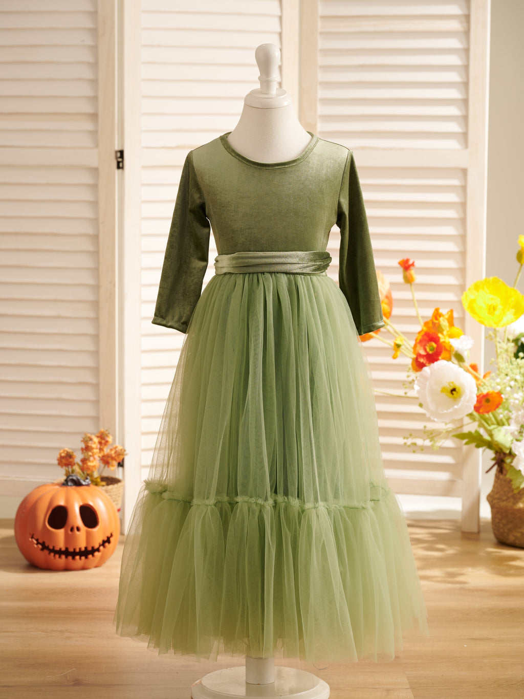 Robe de demoiselle d'honneur d'hiver en velours, longueur cheville 