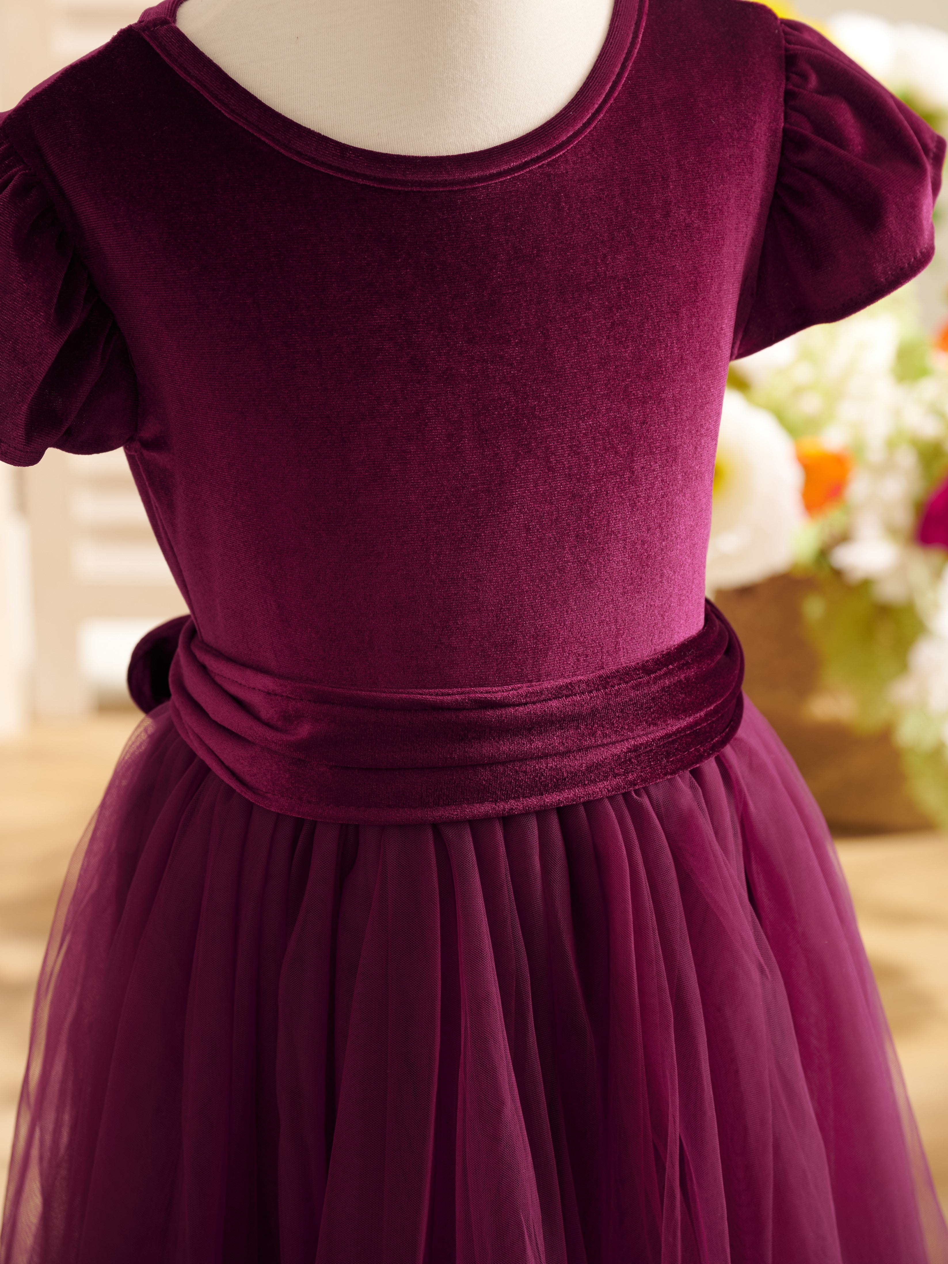 Robe de demoiselle d'honneur d'hiver en velours, longue jusqu'au sol 