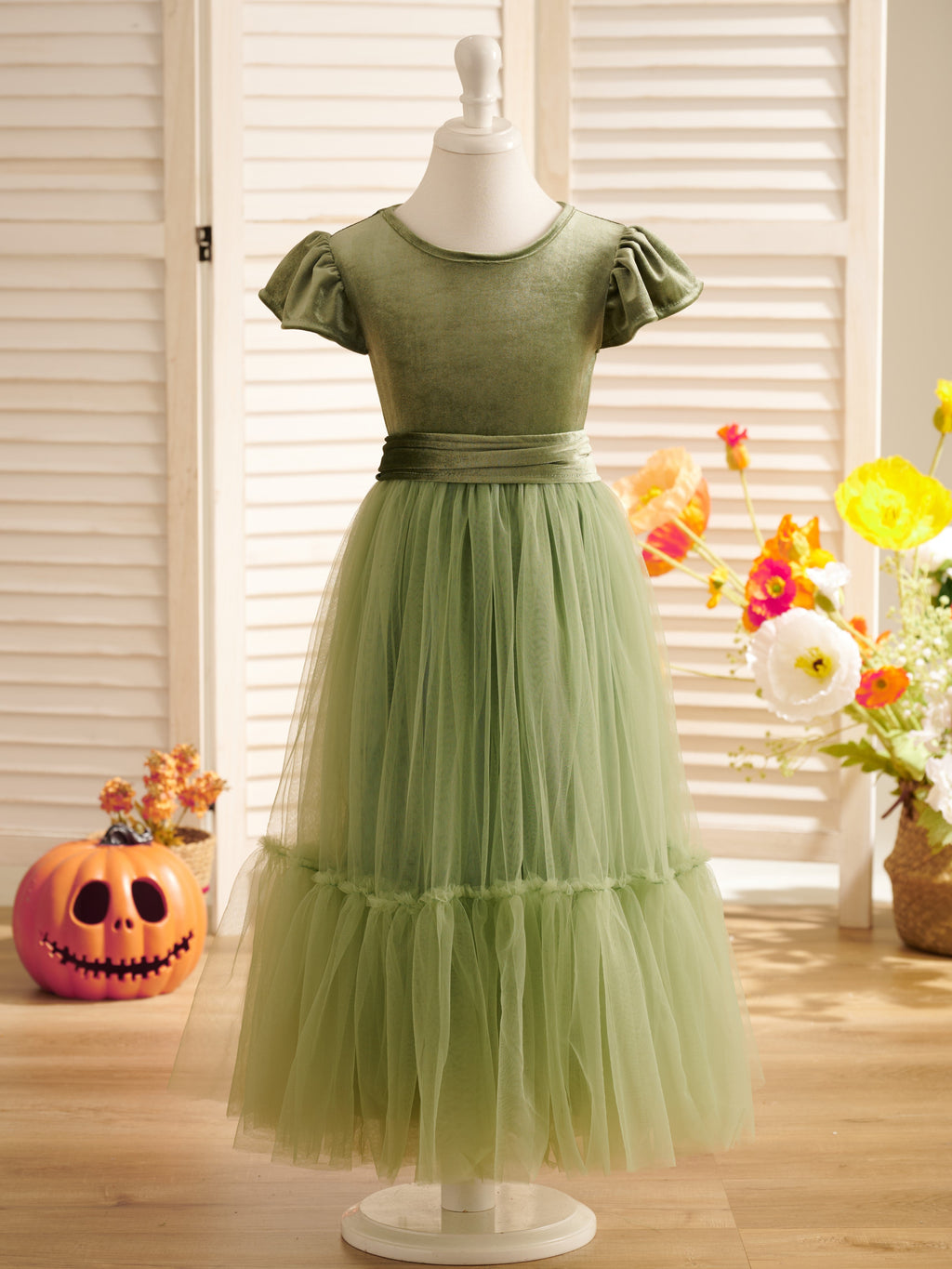 Robe de demoiselle d'honneur d'hiver en velours, longue jusqu'au sol 
