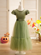 Robe de demoiselle d'honneur d'hiver en velours, longue jusqu'au sol 