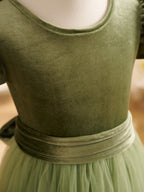 Robe de demoiselle d'honneur d'hiver en velours, longue jusqu'au sol 