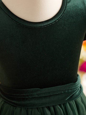 Robe de demoiselle d'honneur d'hiver en velours, longue jusqu'au sol 