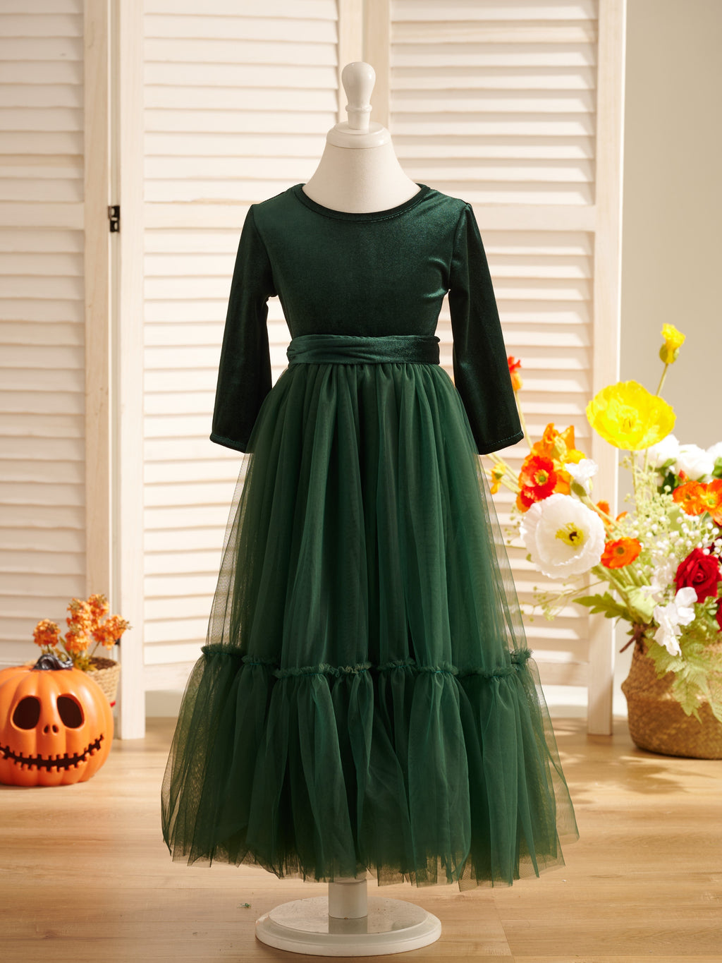 Robe de demoiselle d'honneur d'hiver en velours, longueur cheville 