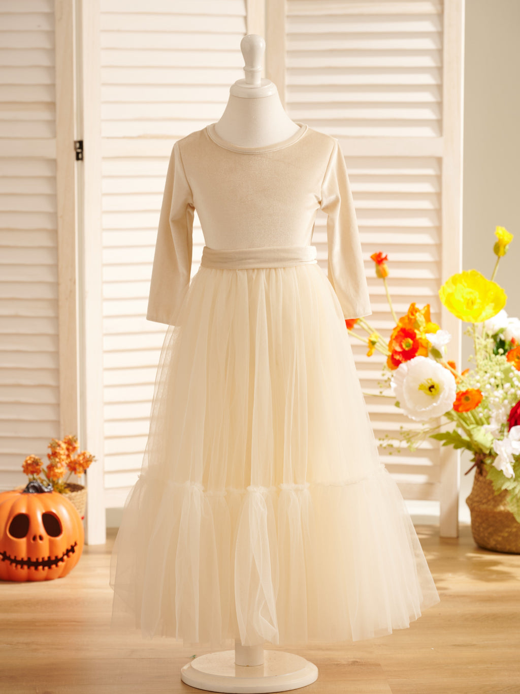 Robe de demoiselle d'honneur d'hiver en velours, longueur cheville 