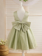 Vestido de princesa/vestido de princesa de satén y tul hasta la rodilla para niña de las flores 