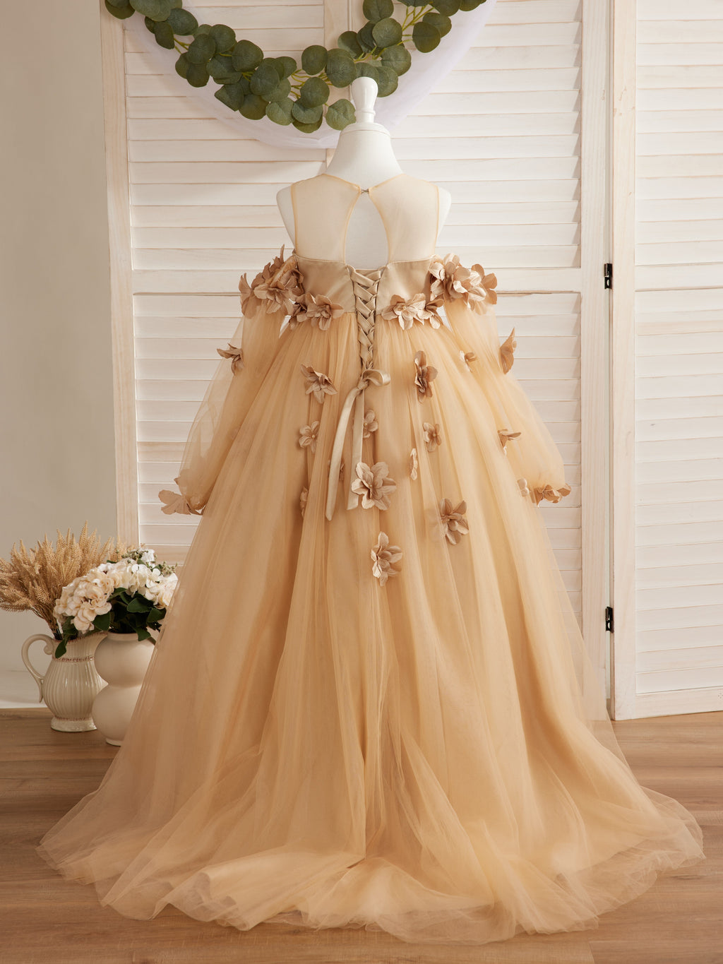 Vestidos de princesa con flores en 3D para niña 