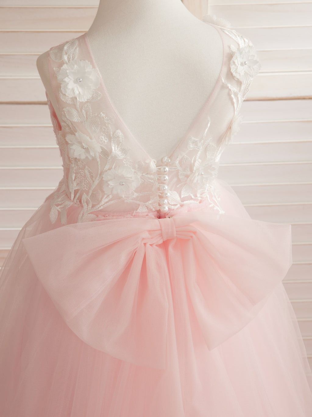 Vestido de niña de las flores sin mangas de encaje y tul con cuentas, estilo princesa de ensueño 