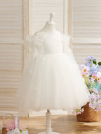 Vestido de princesa/vestido de princesa de satén y tul color marfil hasta la rodilla para niña de las flores 
