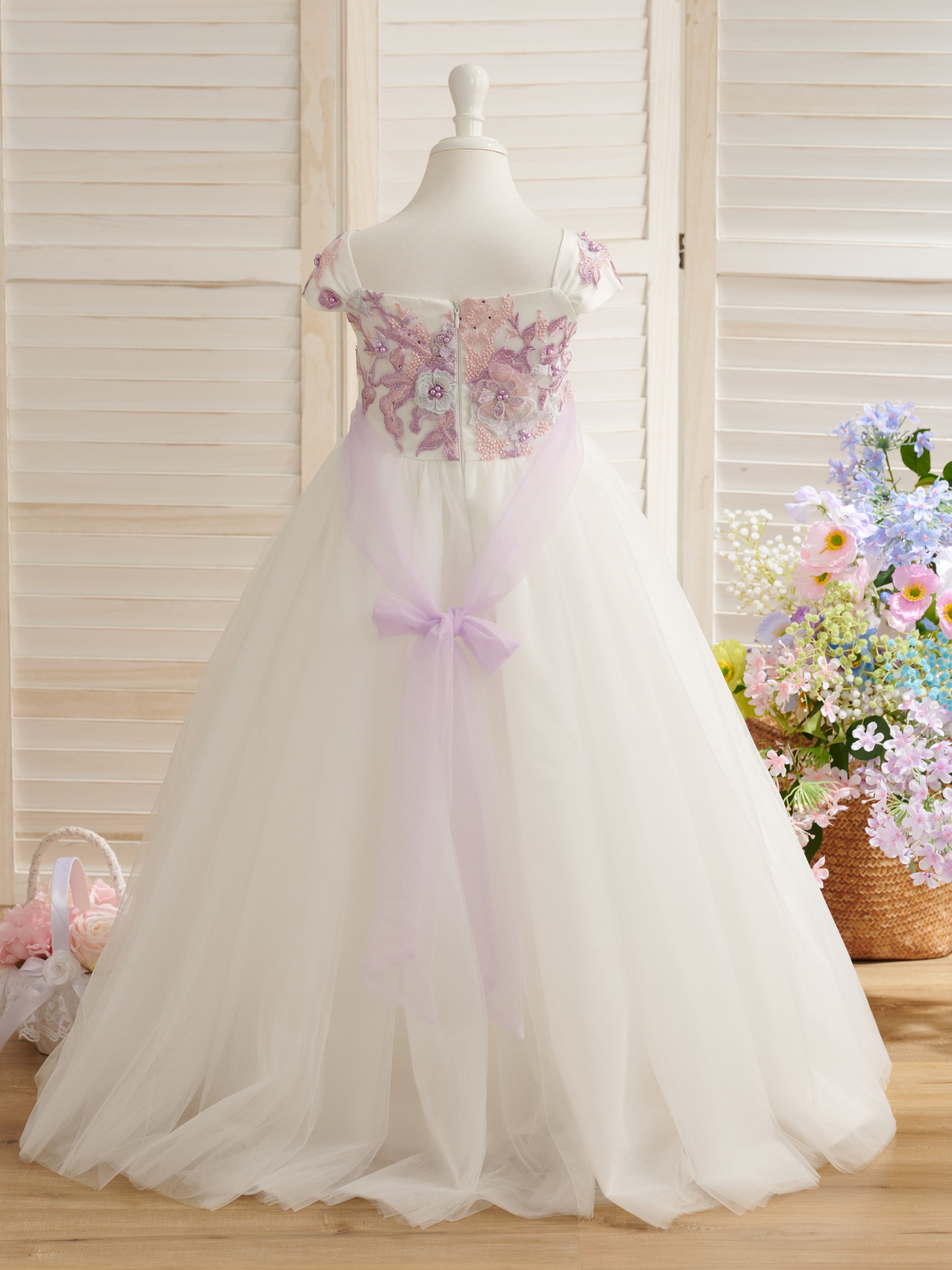 Vestido de princesa de tul y encaje para niña de las flores 