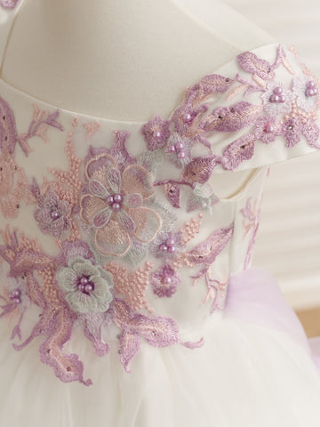 Vestido de princesa de tul y encaje para niña de las flores 