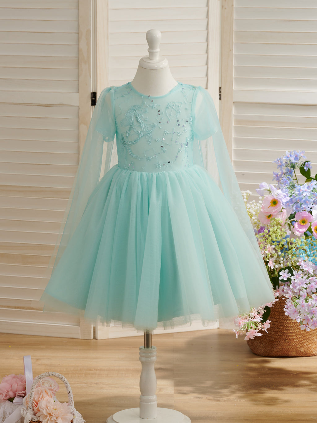 Vestido de princesa/vestido de tul hasta la rodilla para fiesta de primer cumpleaños de niña 