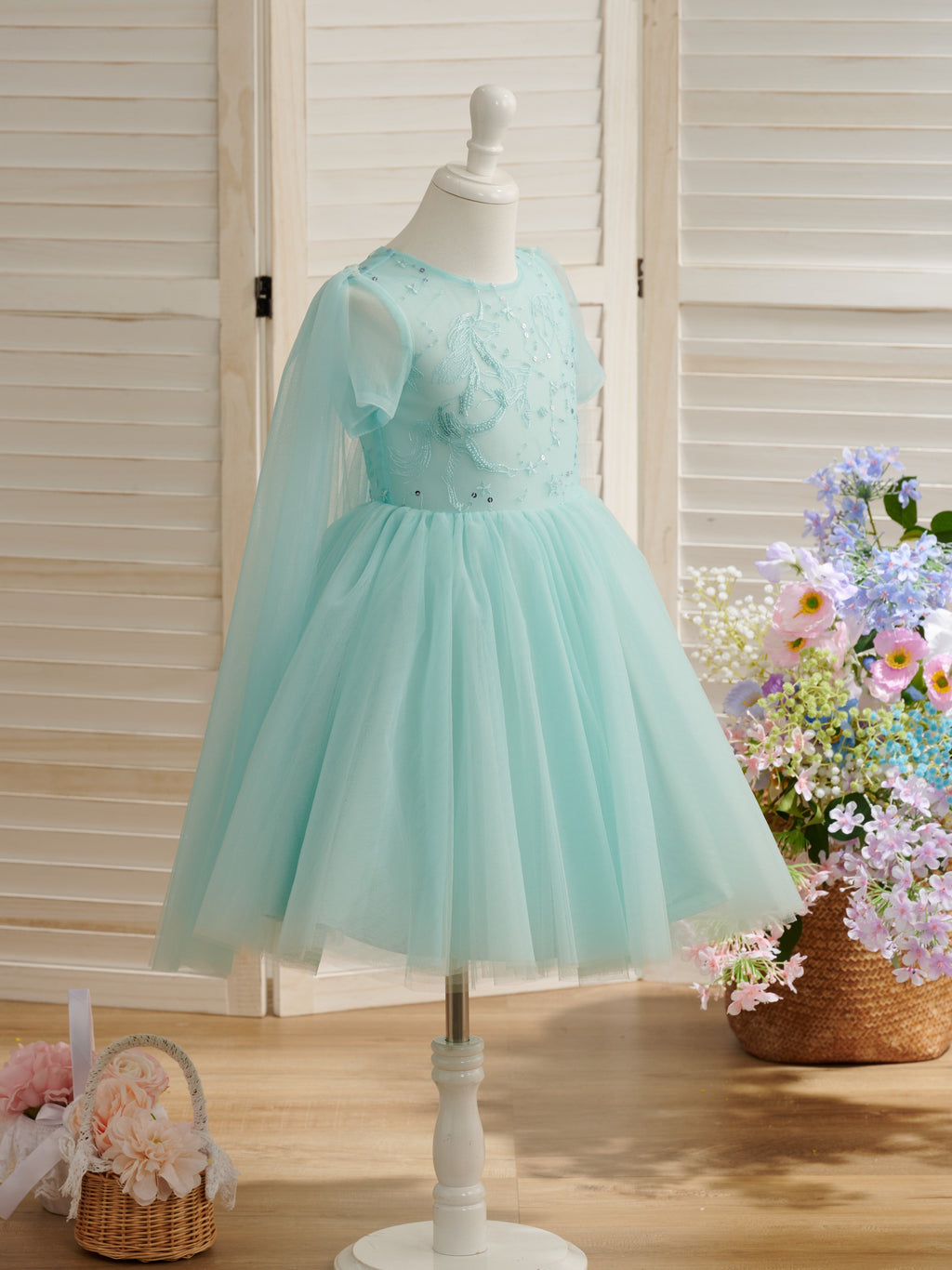 Vestido de princesa/vestido de tul hasta la rodilla para fiesta de primer cumpleaños de niña 