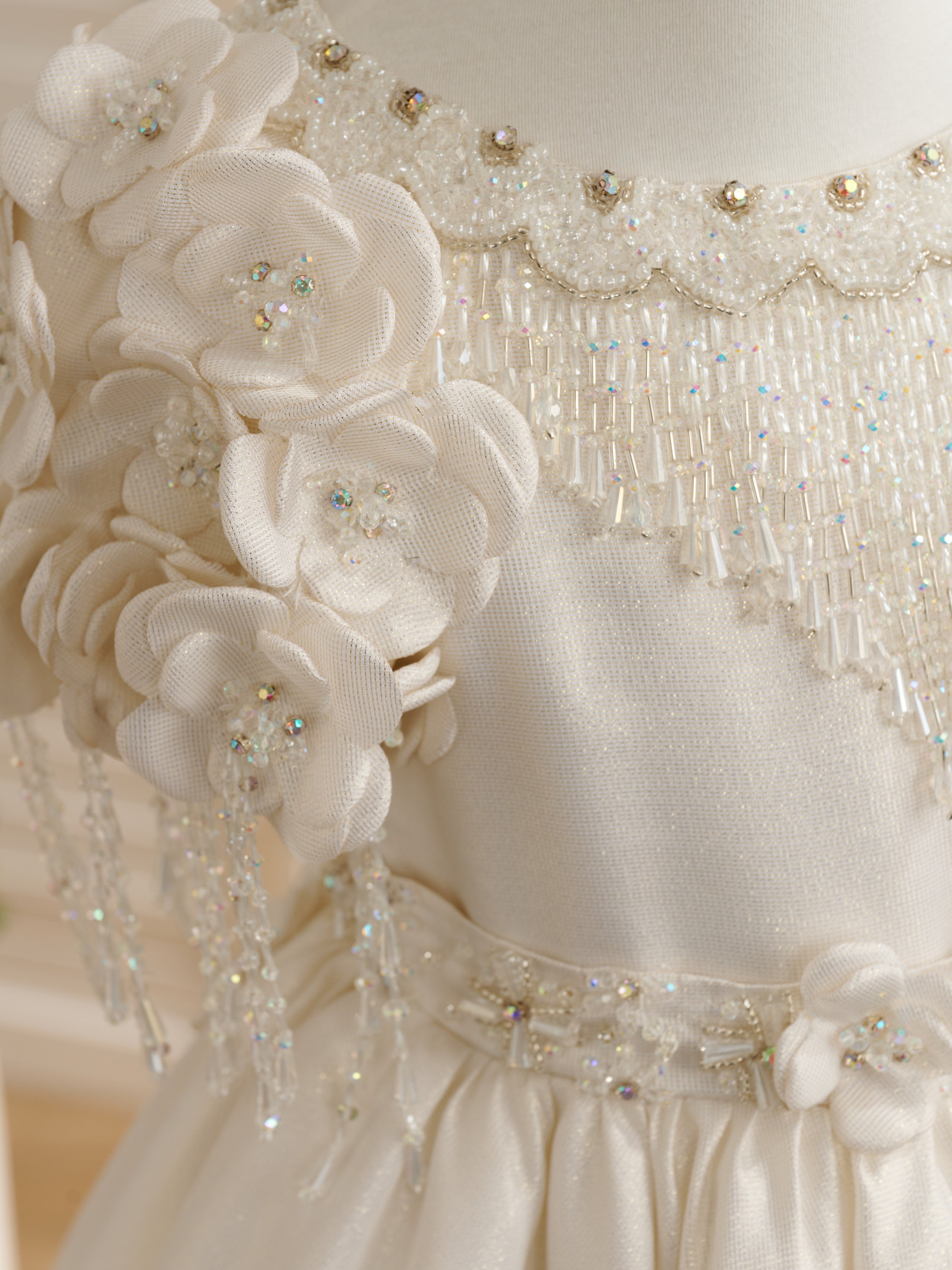 Vestido de princesa/de gala largo hasta el suelo para niña de las flores de la primera comunión 