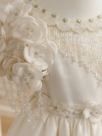 Vestido de princesa/de gala largo hasta el suelo para niña de las flores de la primera comunión 