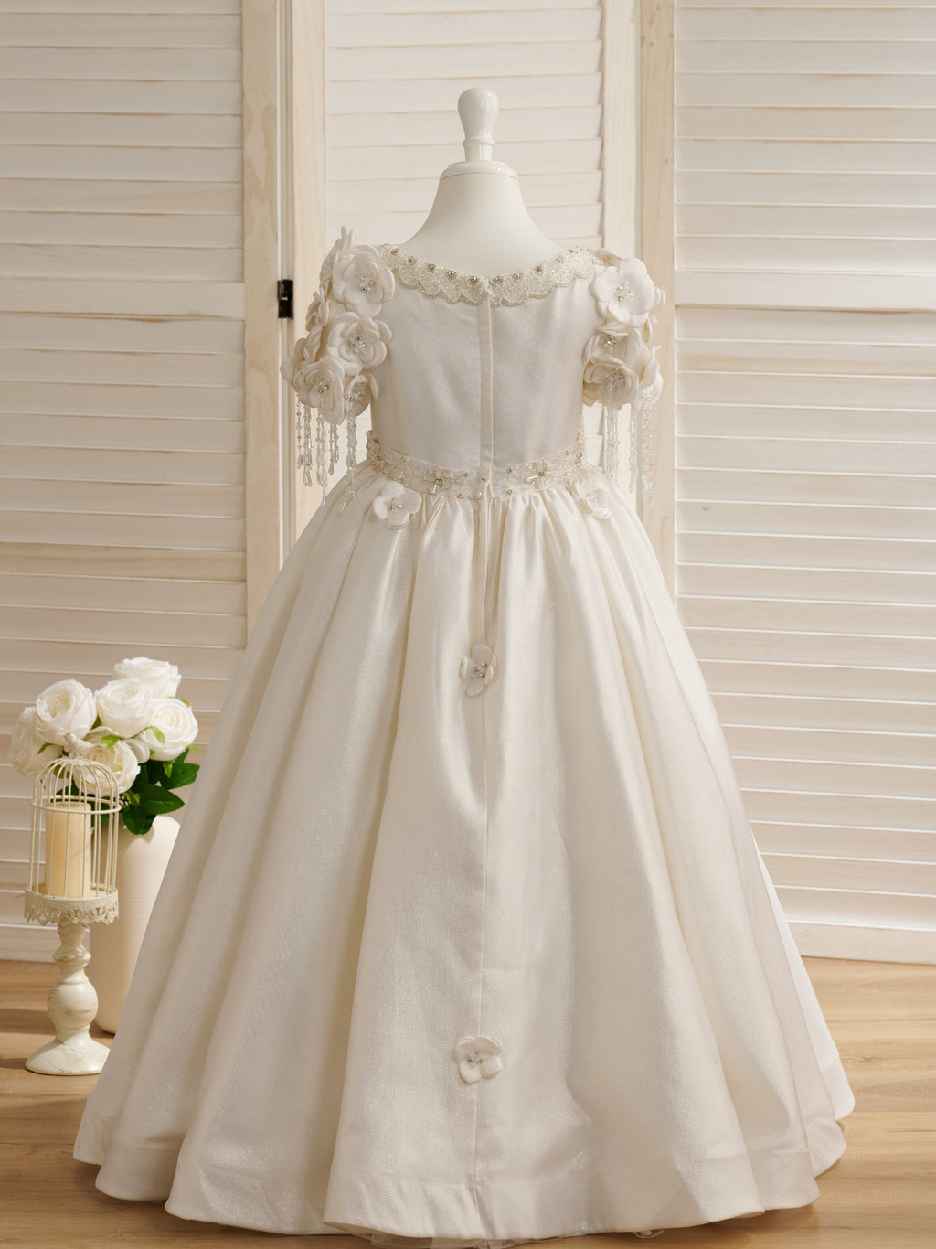 Vestido de princesa/de gala largo hasta el suelo para niña de las flores de la primera comunión 