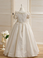 Vestido de princesa/de gala largo hasta el suelo para niña de las flores de la primera comunión 
