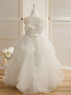 Vestido de princesa/vestido de princesa de satén y tul para niña de las flores 