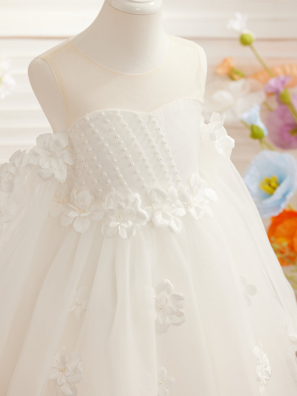 Vestidos de princesa con flores en 3D para niña 