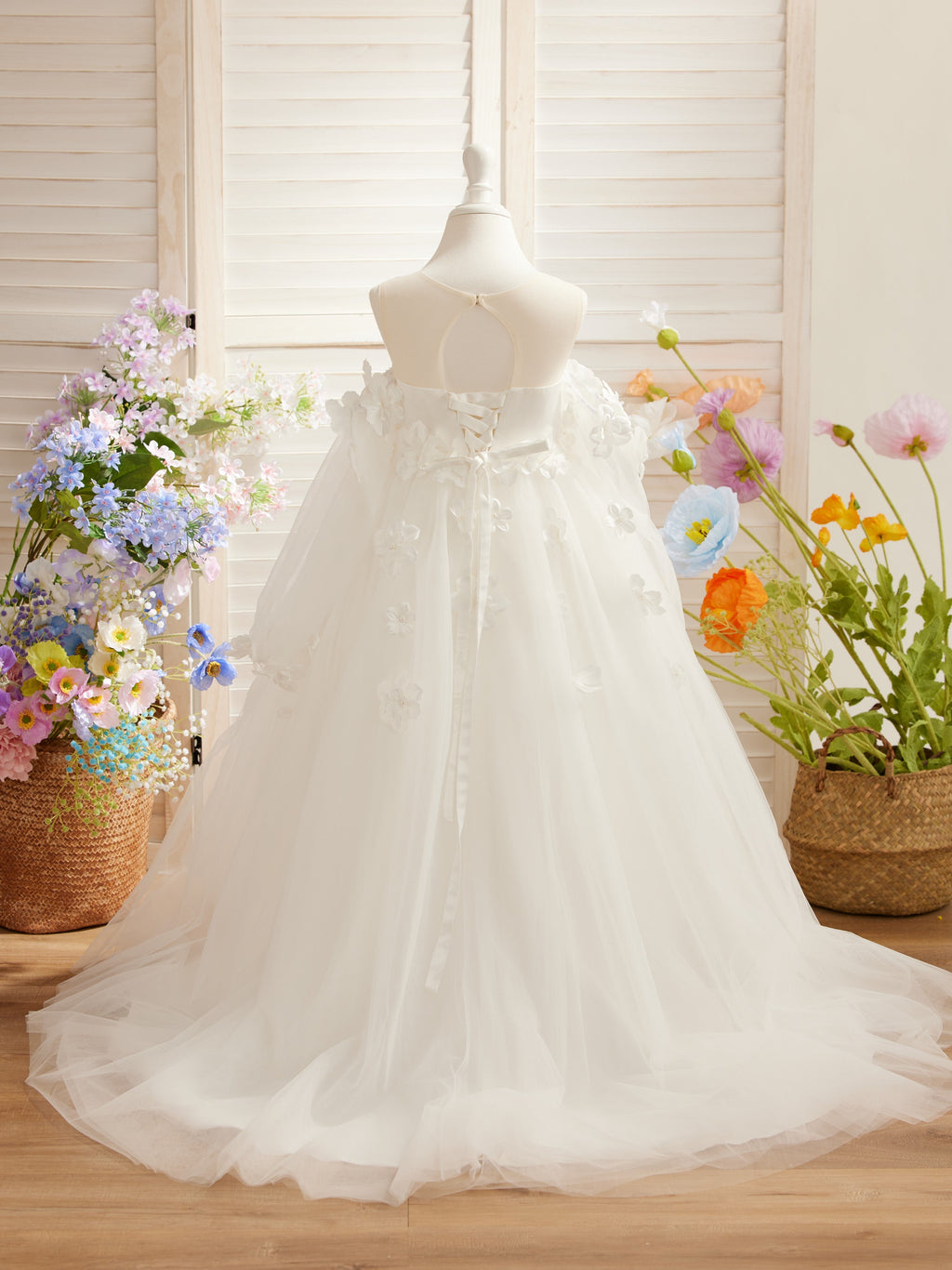 Vestidos de princesa con flores en 3D para niña 