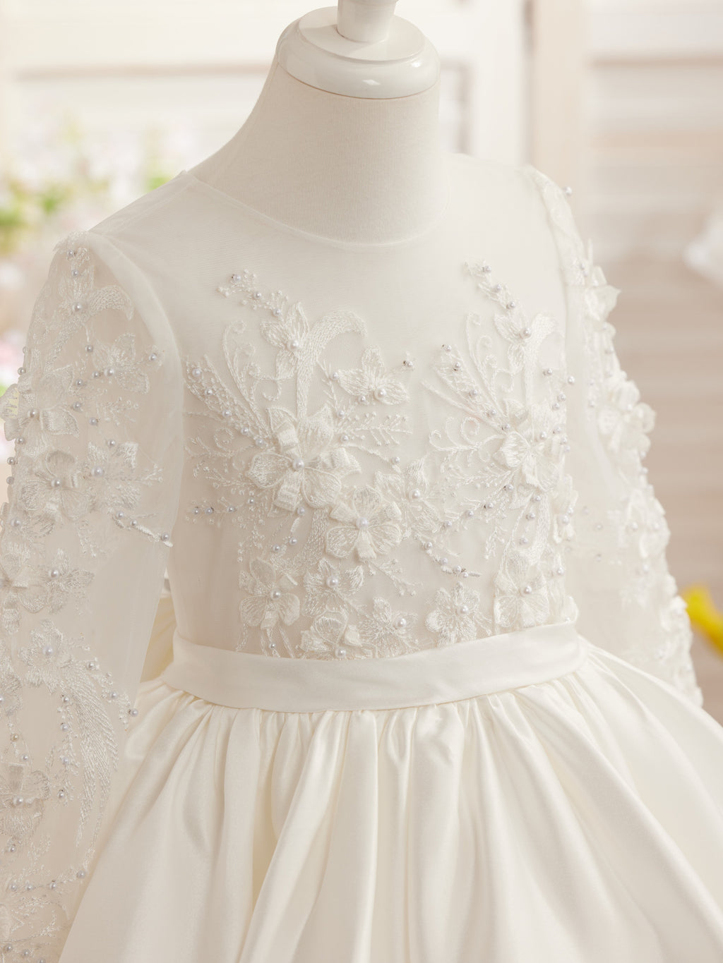 Vestido asimétrico de satén de corte A para niña de las flores