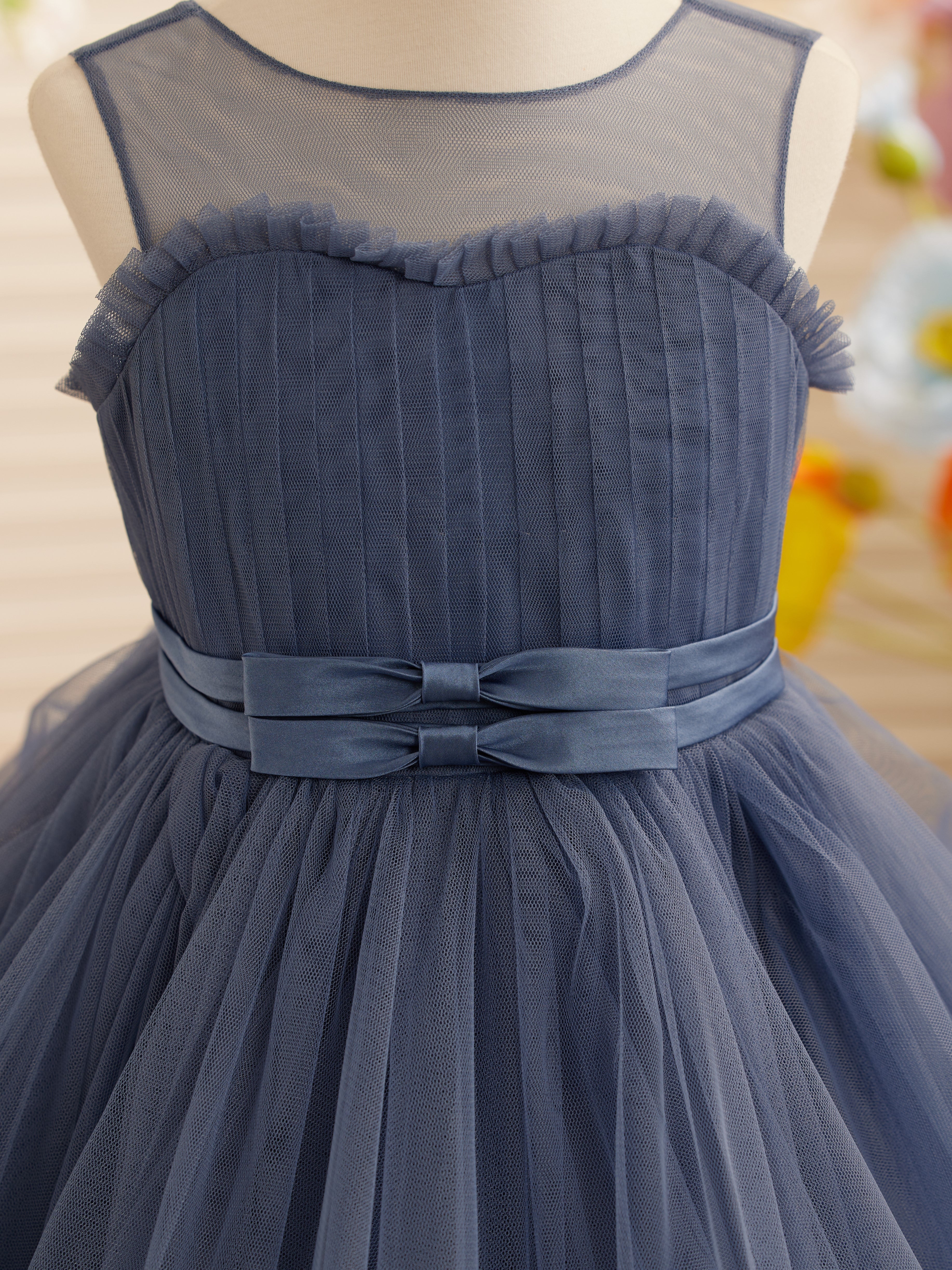 Vestido de princesa/vestido de tul hasta la rodilla para niña de las flores 