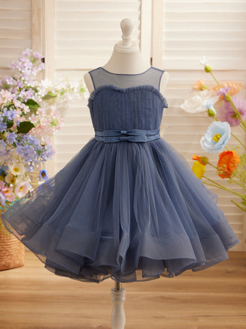 Vestido de princesa/vestido de tul hasta la rodilla para niña de las flores 