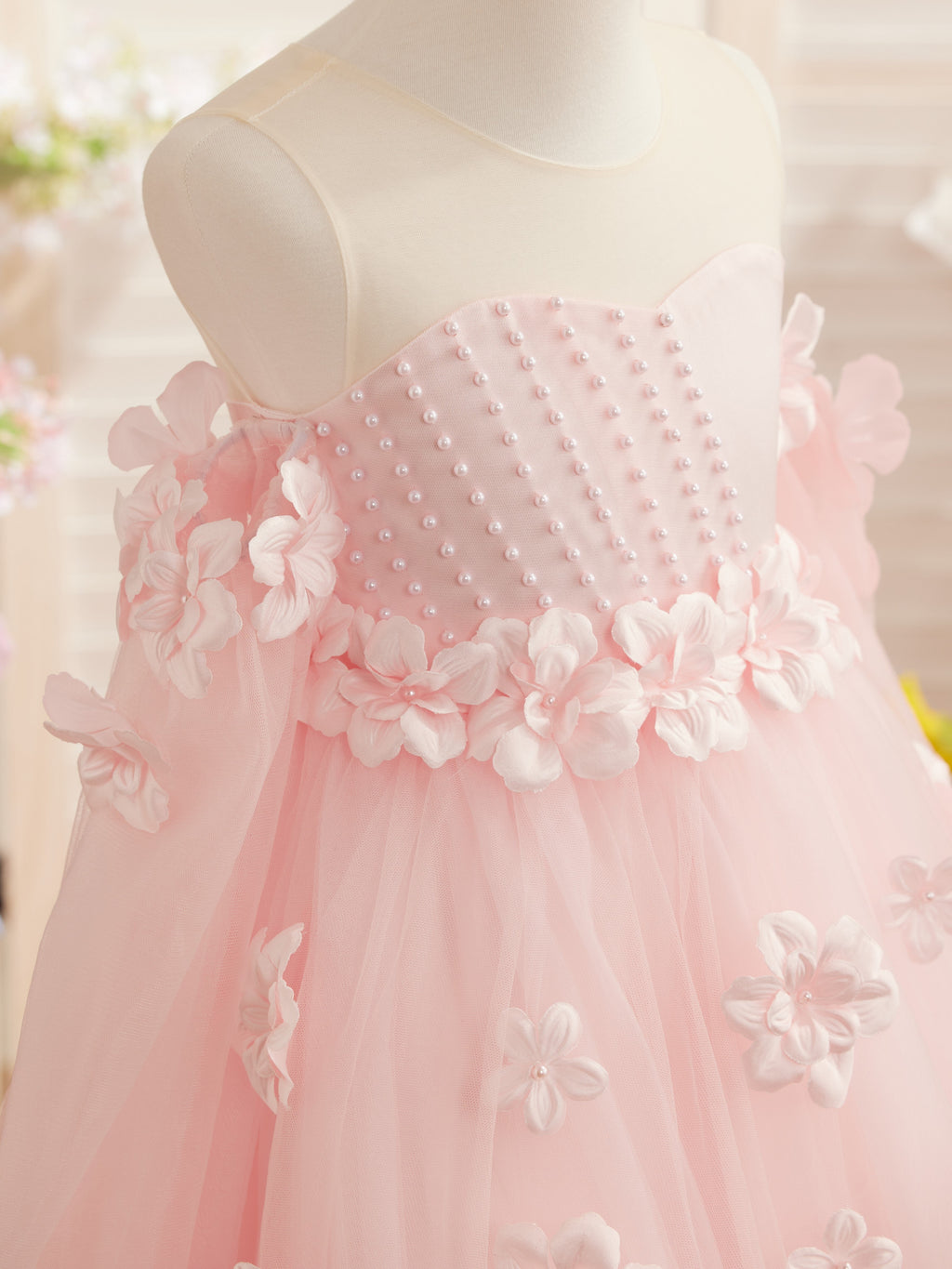 Vestidos de princesa con flores en 3D para niña 